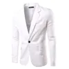 Мужские костюмы Blazers Оптовые - 2021 Прибытие Мужская Повседневная Тонкий Куртка Мужской Костюм Белый Черный Блейзер Маскулино Высочайшее качество Suite1