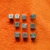 liga cúbico de metal soltas 1-9 letras números Cube quadrada do coração esmalte preto Big Hole Beads Fit Cobra esqueleto pulseira / colar de jóias