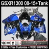 8gifts para Suzuki Hayabusa GSXR1300 2008 2009 2010 2011 brilho azul 14MY186 GSXR1300 GSX R1300 GSXR 1300 2012 2013 2014 2015 carenagem preta