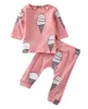 Ropa para bebés recién nacidos, conjunto de ropa para niños pequeños, camiseta de manga larga con helado, Tops y pantalones largos, conjunto de ropa de 2 uds para niñas de 0 a 24 meses