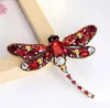 Rhinestone Dragonfly Brooches For Women Antique Gold Color Scarf Lapel Brooch Pins Animals Crystal Jewelry Gifts 216F