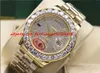 럭셔리 손목 시계 남성 시계 18038 18K 옐로우 골드 더 큰 다이아몬드 41mm 자동 기계적 강철 팔찌 남자 시계