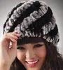 Femmes élégantes vraie fourrure tricot chapeau lapin fourrure casquette hiver chaleur Beanie/crâne casquettes bonnet