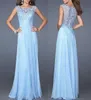 Good A++ Evening dress women's sexy Slim light blue lace chiffon back zipper sex long skirt LX024