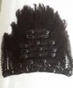 Mongol Afro Kinky Curly Clip Dans Les Extensions De Cheveux Humains Pour Les Femmes Noires 4mm Noir Naturel 120g G-EASY