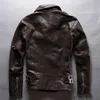 3 Farben Herren-Jacken aus echtem Leder, beflockte Schaffelljacken, schräger Reißverschluss, YKK-Slim-Fit-Motorradjacken