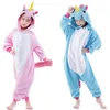 Blå och rosa unicorn cosplay kigurumis barn halloween karneval mardi gras kostymer barn onesie pyjamas