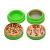 Ny Silicone Dia.63mm 4 Layer Herb Grinder Aluminium Alloy Grinders Metal Tobacco Herb Spice Crusher Rökning Tillbehör