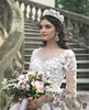 Luxury Dubai Long Sleeves Wedding Dresses 2018 Sheer Neck Lace Appliques Bridal Gowns Sweep Train Saudi Arabia Wedding Vestidos