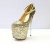 Ultra High Heels Women Pumps Sexy Glittery Sequins Platform Shoes High Heels Shoes Pole Dancing Nightclub Shoes Heel Height 19cm