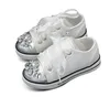 primavera outono branco sneaker menino moda plana crianças pu tênis de couro para meninas princesa sapatos strass