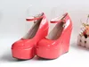 customize bride wedding shoes 5.5CM high platform wedges heel shoes size 30 to 43