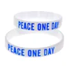 100pcs 21 september Peace One Day Silicone Rubberen Armband Gedrukt Logo Wit Volwassen Grootte voor promoties Gift