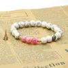 New Designs Couples Jewelry Wholesale 5set/lot 8mm Matte Agate And White Howlit Pink Stone Distance Lovers Bracelets