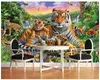 High End Benutzerdefinierte 3d Fototapete Wandbilder Tapeten Tropischer Regenwald Tier Tiger Pflanze Wald Wasserfall Schmetterling Wand Wohnkultur