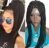 Коробка синтетические волосы кружева перед парики жаропрочных полный ручной плетеный бесклеевой парик для чернокожих женщин бесплатная доставка