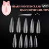 Wholesale-1bags/ lot -500pcs in a bag Clear stiletto false nail tips Sharp Ending Acrylic Nail Art Tips