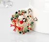 Broche de noël broches multicolore strass émail Bowknot broches de renne pour les femmes fête cadeau de noël bijoux plaqué or