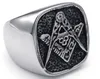 New Casting 316L Stainless Steel Freemasonry Freemasons Symbol Square Head Ring SZ#8-15 ,Free and Accepted Masons