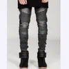 Partihandel-Fashion 2016 Hot Stretch Slim Fit Rakbyxor Pläterad Runway Biker Jeans Män Vit / Kaki / Svart / Grå / Blå Bottoms Mens 28-38