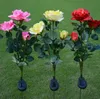LED lâmpadas solares simulação 3-rose flor ao ar livre À prova d 'água jardim gramado stakes lâmpadas pátio arte para casa decoração do pátio