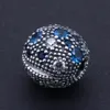 Round Clip Blue Cosmic Stars Charm Clips Fit Pandora Charms Armband Bangle för Kvinna Smycken Hitta 925 Sterling Silver Smycken