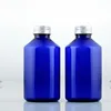 30 Uds. Botella de plástico vacía azul de 220ml, tapa de rosca de aluminio, contenedor de loción de viaje, embalaje para cosméticos, champú, aceite de Perfume