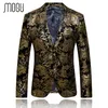 Groothandel - Mogu Gold Gedrukt Blazer Mannen Bloemen Casual Blazer 2017 Lente Nieuwe Collectie Mode Heren Slanke Suitjack Plus Aziatische Maat M-6XL