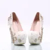 White Pearl Phoenix Wedding Shoes High Heel Rhinestone Stiletto Heel Bridal Dress Shoes Prom Prom Presh Big Size 45218Z