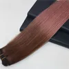 100% obearbetade Virgin Omberry Russian Human Hair Extensions Rose Gold Highlights Remy Hair Weaving Rak Sy i dubbel väft Hårväv