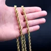 18K IP Gold Plated 24inch Rope Chain 6mm 7mm Rostfritt stål Necklace Herrstil187y