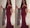 Evening Mermaid Off Shoulder Bury with Applique Beaded Prom Dresses Back Zipper Custom Made Sweep Train Formal Party Gowns 2017