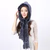 Rex Rabbit hat scarf one fur hat foreign trade women winter fur scarves fashion warm knitted hat Manufacturers wholesale