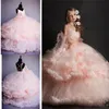 2017 Rosa Tulle Princess Luxury Bridesmaid Flower Girl Dresses Wedding Party Prom Dress Girls Pagant Födelsedagklänning Anpassad