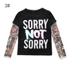 Ins Kids Baby Kleding Jongens Meisjes Lange Mouw T-shirt Patchwork Hip Hop Mode Tattoo Mouw Tops Tees Kinderkleding Kleding