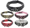 (20 Pieces/Lot) Hot Sale 7 Colors 2inch Leather Studded Black Sharp Spikes Dog Pet Collar for Pit Bull