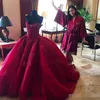 Michael Cinco Luksusowa Suknia Balowa Czerwone Suknie ślubne Koronki Najwyższej Jakości Zroszony Sweetheart Sweep Pociąg Gotycka Suknia Ślubna Cywilna Vestido De 2019