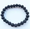 8mm couleur noire perles de pierre de lave naturelle brins bracelets porte-bonheur pour hommes femmes bijoux de mode