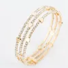 Nieuwe Mode Elegante Vrouwen Bangle 3 rij Polsband Armband Crystal Manchet Bling Lady Gift Armbanden Armbanden B020