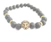 JLN Lava/volcanic Lion Buddha Bracelet Black Lava 8mm Stone Bead Bracelets For Men Jewelry