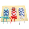 Cute Learn Tie Shoe Lace Toy Teaching Toy Wooden Puzzles Board Lacing Shoelace Kids Early Education Montessori Toy