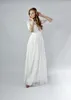 Long Beach Skromne suknie ślubne z rękawami Koronki Szyfonowa A-Line Nieformalne suknie ślubne z pół rękawami Długość podłogi Boho Suknie ślubne