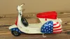 Tinplate motorcykelmodell leksak, klassiskt handgjorda konstverk, amerikanska stjärnor och ränder, barns födelsedagsfest present, samla, dekoration