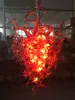 Modern Ruby Red Large Chandeliers LED Light Source 100% Hand Blown Bubble Glass Chandelier Lights Fixture