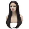 Wigs 24" #2/6 Mix Brown Silky Straight High Quality Heavy Density Heat Safe Fiber Lace Front Synthetic Hair Wig With Skin Top