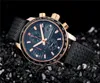 Cronografo da uomo di lusso con cronometro al quarzo di alta qualità, cassa in oro, orologio da polso in gomma nera 532