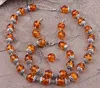 Fashion Tibet silver round amber beads necklace bracelet earrings set with 0.47 "DIY manual amber suit