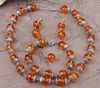 Fashion Tibet Silver Round Amber Pärlor Halsband Armband Örhängen Set med 0,47 "DIY MANUAL Amber Suit