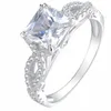 Luksusowy 925 Sterling Silver Ring Classic 2CT Square Symulowany Diament CZ Obrączki Dla Kobiet Para Biżuteria Rozmiar 5/6/7/9/9/10