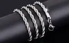 Classic Man Woman Necklace Plating 925 Silver 4mm Twisted Rope Chain Necklace 16inch/18inch/20inch/22inch/24inch/26inch/28inch/30inch
